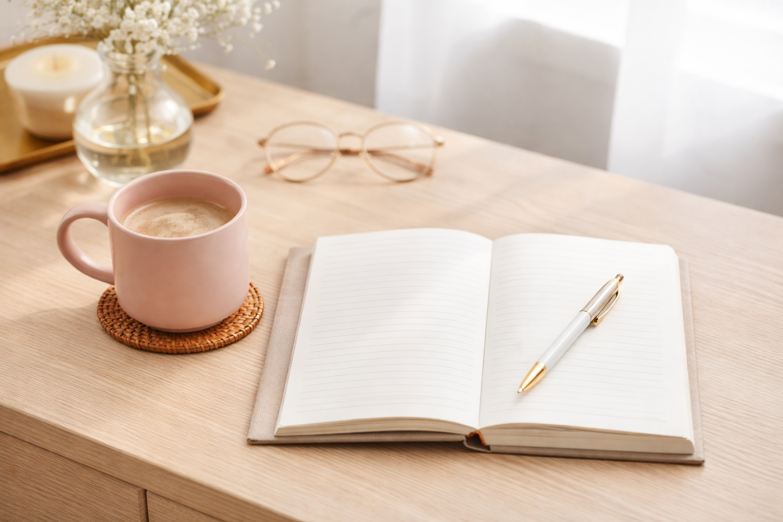 Minimalist workspace with soft light