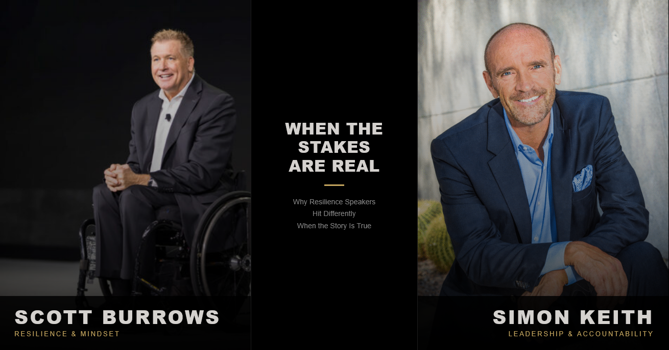 Scott Burrows and Simon Keith, keynote speakers on resilience and leadership