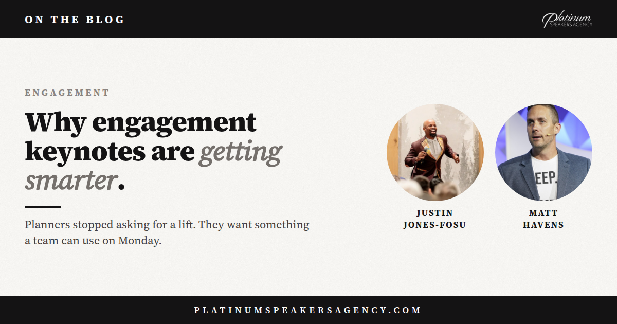 Keynote speakers Justin Jones-Fosu and Matt Havens for employee engagement events